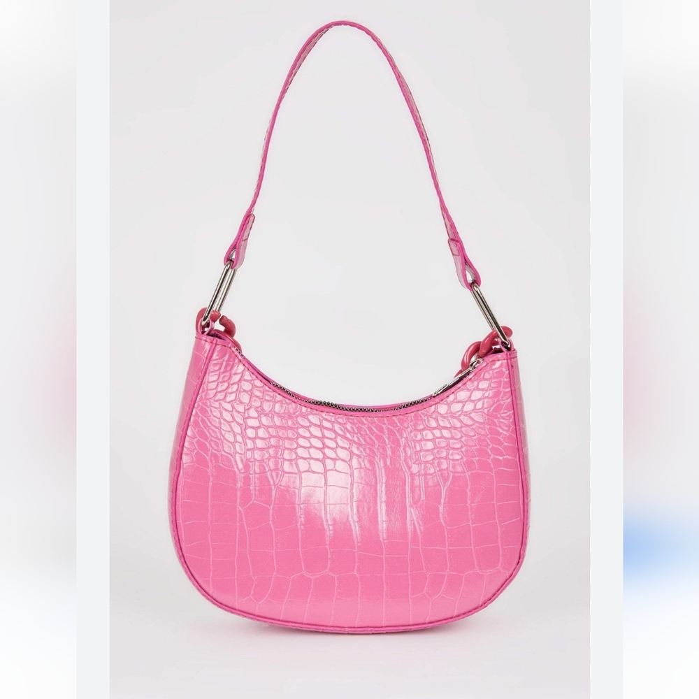 Pink Croc-Embossed Shoulder Bag Urban Outfitters